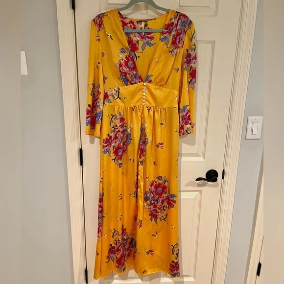 Free People | Dresses | Floral Yellow Maxi Dress | Poshmark